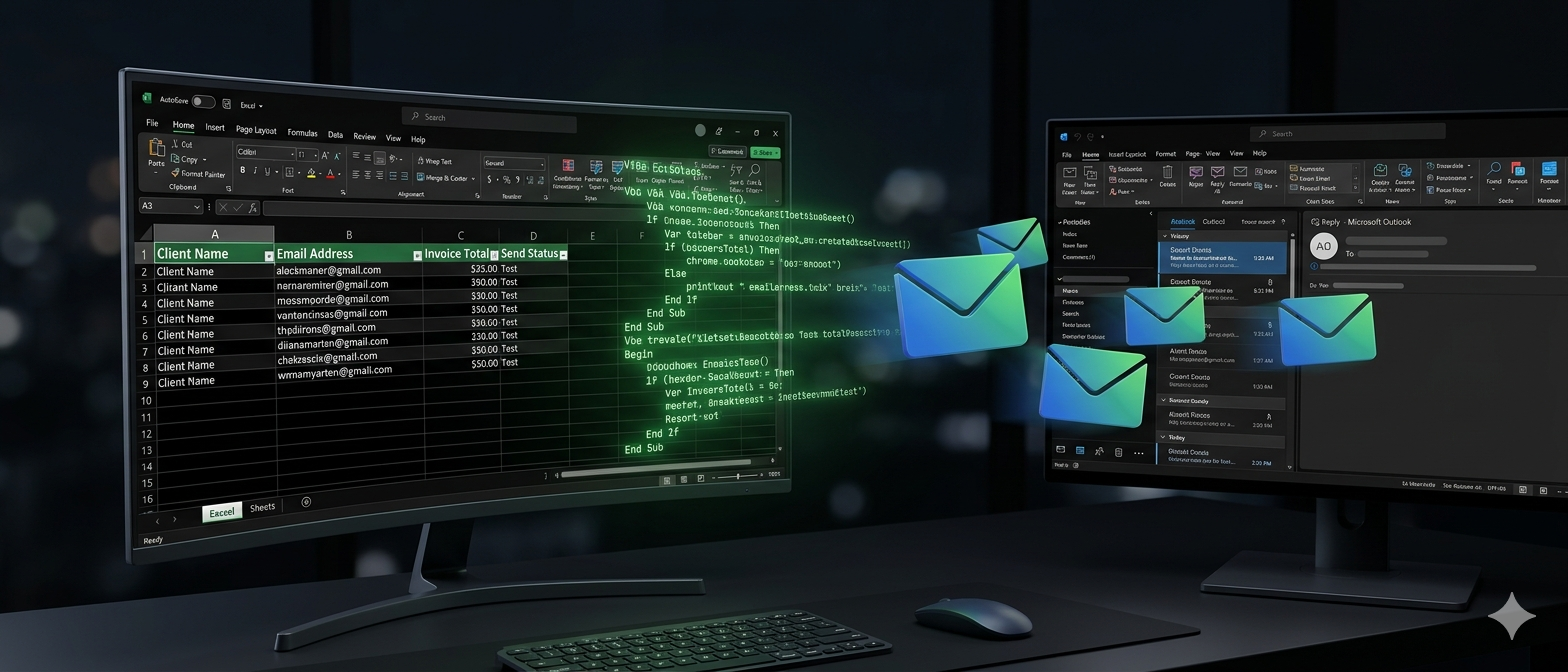 Tableau Excel avec liste clients et code VBA — envoi automatique d'emails vers Outlook depuis Excel