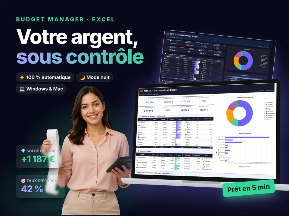 Budget Manager : aperçu du modèle Excel