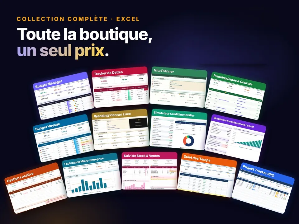 Collection complète : aperçu du modèle Excel