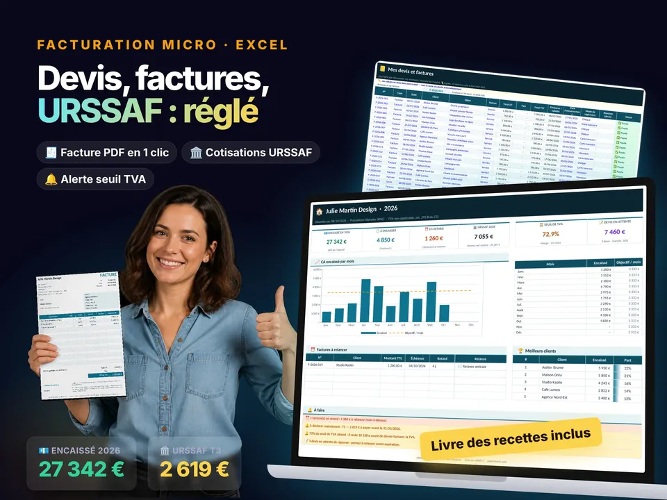 Facturation Micro-Entreprise : aperçu du modèle Excel