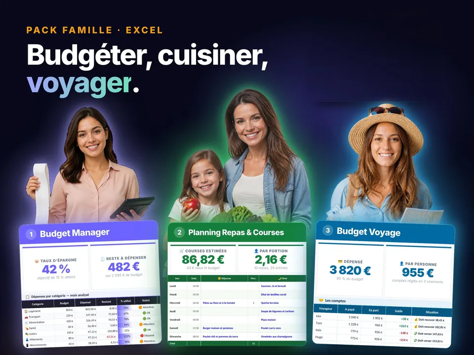 Pack Famille : aperçu du modèle Excel