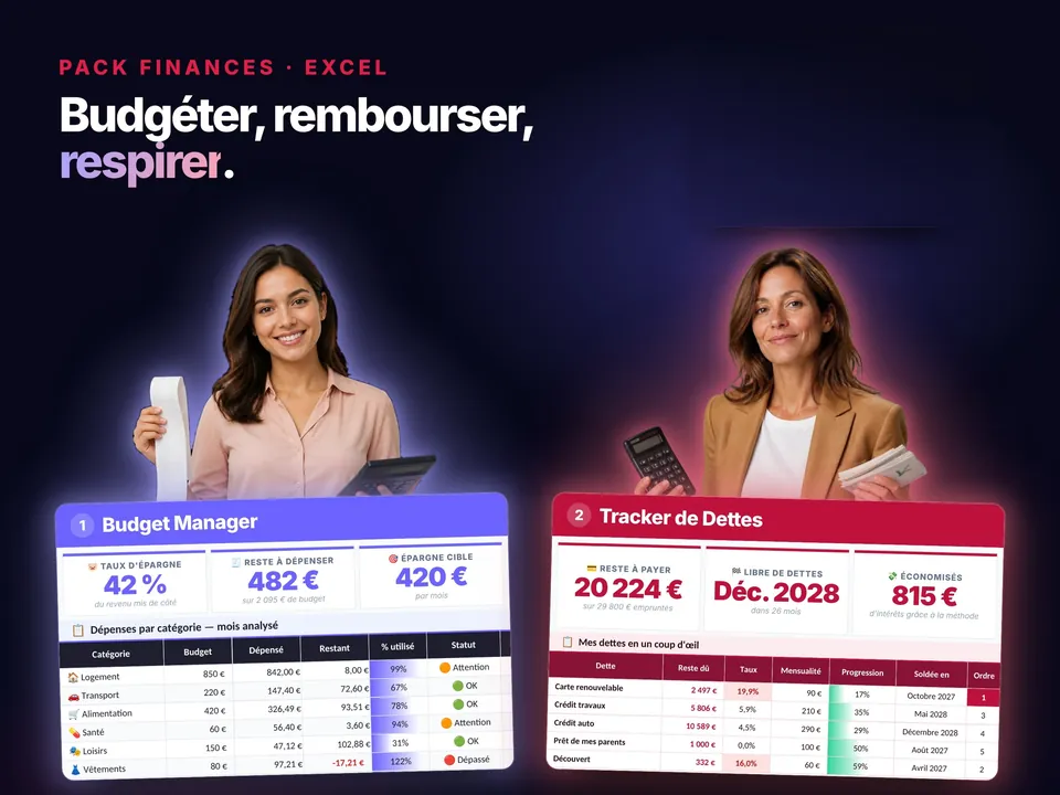 Pack Finances : aperçu du modèle Excel