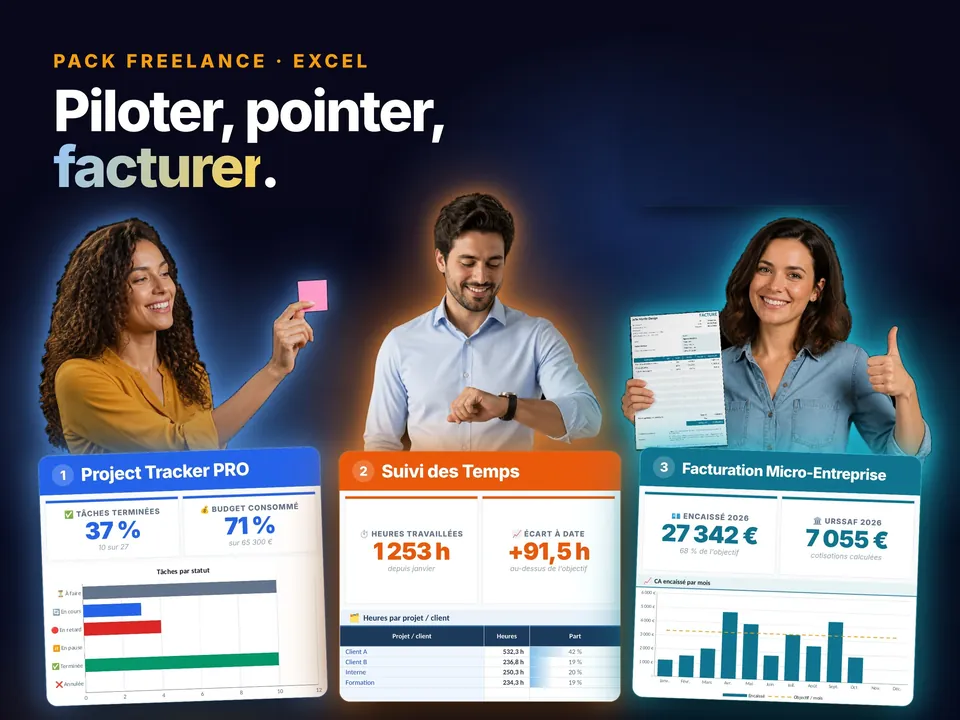 Pack Freelance : aperçu du modèle Excel