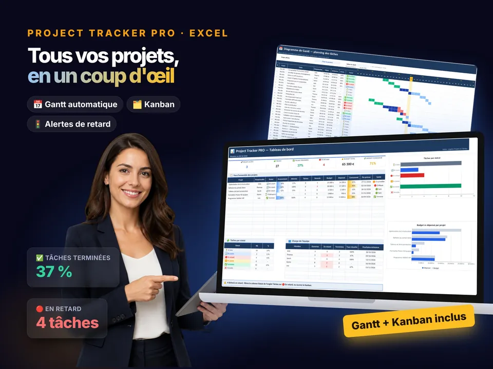 Project Tracker PRO : aperçu du modèle Excel
