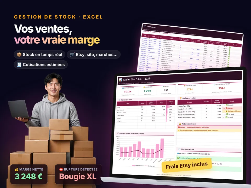 Suivi de Stock & Ventes : aperçu du modèle Excel