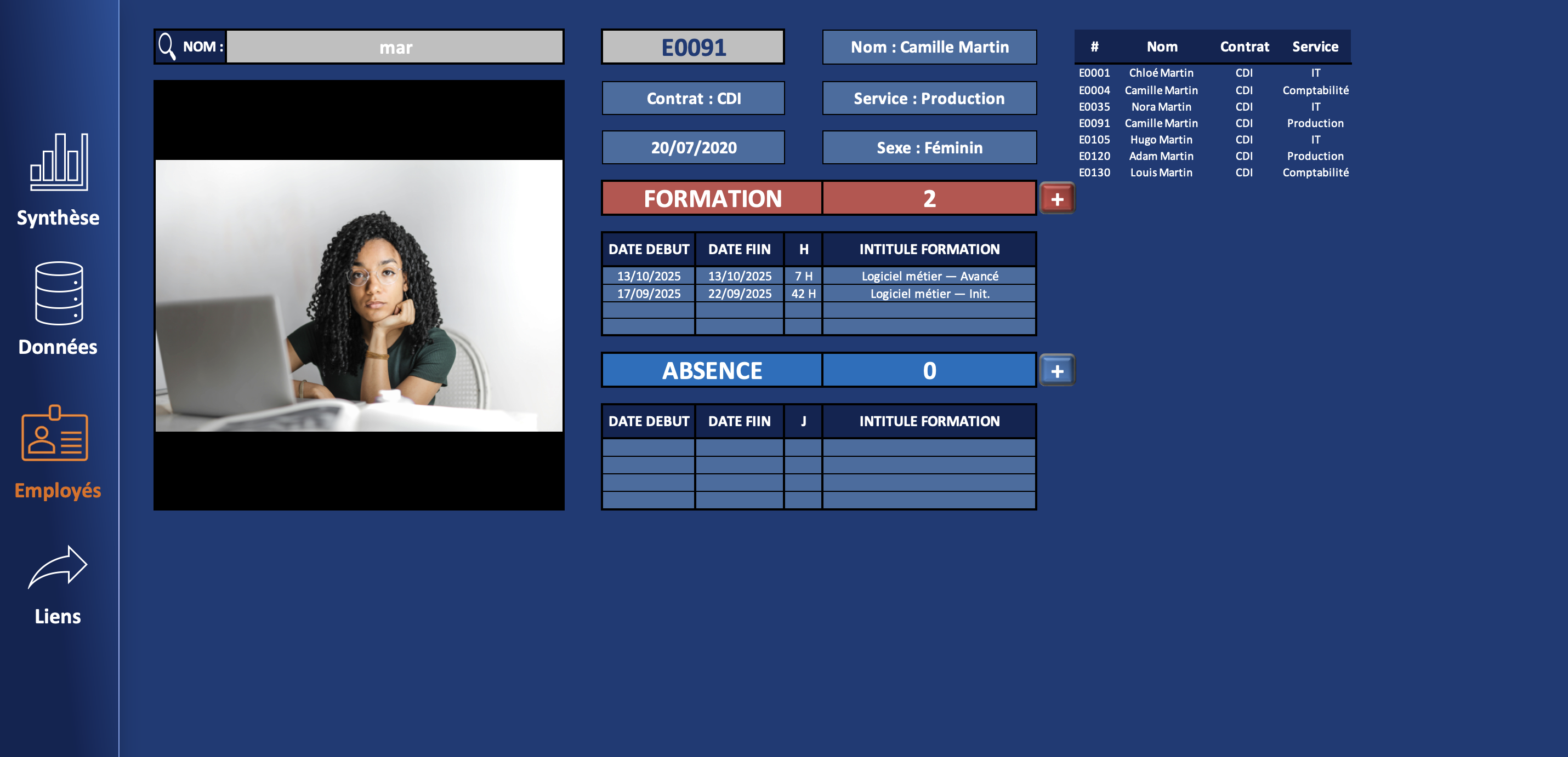 Fichier Excel RH — Suivi formation et compétences automatisé