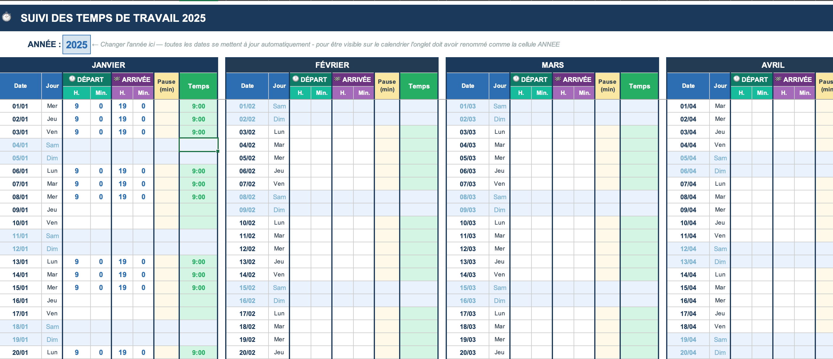Résultat formation Excel suivi temps